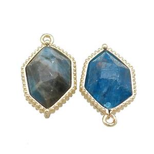 Natural Blue Apatite Prism Pendant Gold Plated, approx 13-18mm