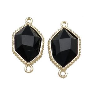 Black Onyx Agate Prism Connector Gold Plated, approx 13-18mm
