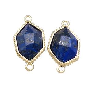 Natural Blue Lapis Lazuli Prism Connector Gold Plated, approx 13-18mm