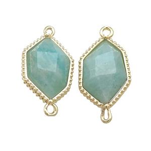 Green Amazonite Connector Prism Gold Plated, approx 13-18mm