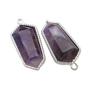 Purple Amethyst Prism Pendant Platinum Plated, approx 14-25mm