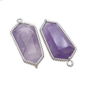 Amethyst Prism Pendant Platinum Plated, approx 14-25mm