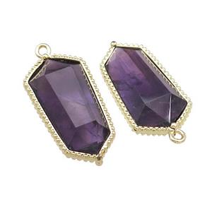 Natural Amethyst Prism Pendant Gold Plated, approx 14-25mm