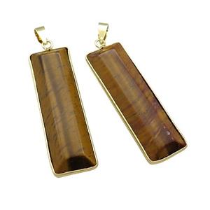 Natural Tiger Eye Stone Rectangle Pendant Gold Plated, approx 14-44mm