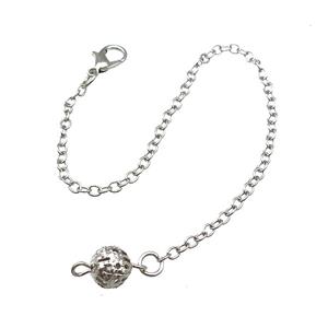 Alloy Chain Bail With Lobster Clasp Platinum Plated, approx 8mm, 18cm length