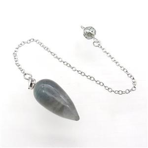 Labradorite Pendulum Pendant With Alloy Chain Platinum Plated, approx 14-30mm, 8mm, 16cm length