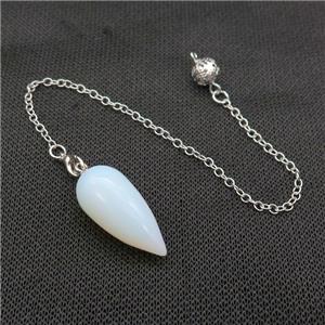 White Opalite Pendulum Pendant With Alloy Chain Platinum Plated, approx 14-30mm, 8mm, 16cm length