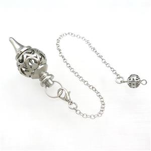 Alloy Pendulum Pendant With Chain Hollow Platinum Plated, approx 18-38mm, 8mm, 16cm length