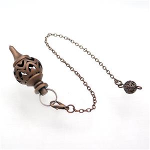 Alloy Pendulum Pendant With Chain Hollow Antique Red, approx 18-38mm, 8mm, 16cm length