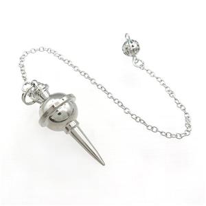 Alloy Pendulum Pendant With Chain Platinum Plated, approx 18-45mm, 8mm, 16cm length