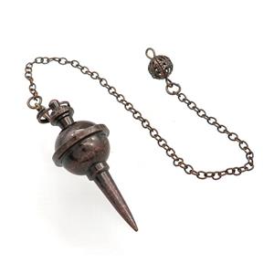 Alloy Pendulum Pendant With Chain Antique Red, approx 18-45mm, 8mm, 16cm length