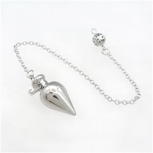 Alloy Pendulum Pendant With Chain Platinum Plated, approx 14-28mm, 8mm, 16cm length