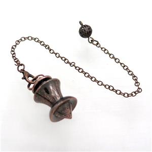 Alloy Pendulum Pendant With Chain Antique Red, approx 16-28mm, 8mm, 16cm length