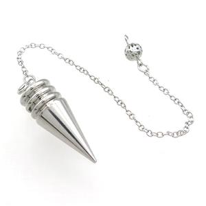 Alloy Pendulum Pendant With Chain Platinum Plated, approx 14-38mm, 8mm, 16cm length