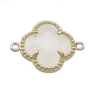 Clear Quartz Clover Connector Gold Plated, approx 16mm