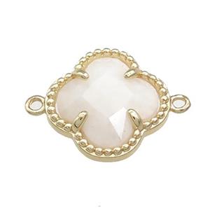 White Moonstone Clover Connector Gold Plated, approx 16mm