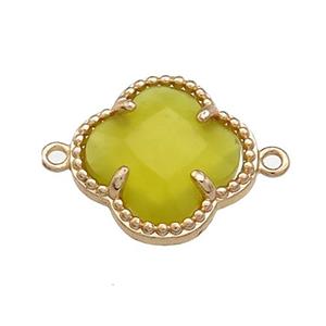 Lemon Jade Clover Connector Gold Plated, approx 16mm