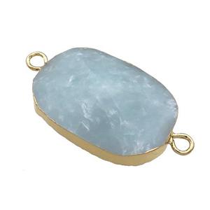 Blue Aquamarine Oval Connector Pointed Gold Plated, approx 20-35mm