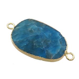 Blue Apatite Oval Connector Pointed Gold Plated, approx 20-35mm