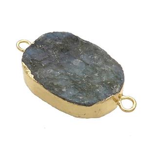 Apatite Oval Connector Rough Gold Plated, approx 20-35mm