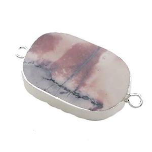 Chohua Jasper Oval Connector Flat Silver Plated, approx 20-35mm