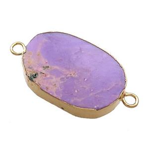 Purple Phosphosiderite Oval Connector Flat Gold Plated, approx 20-35mm