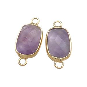 Purple Amethyst Rectangle Connector Faceted Gold Plated, approx 11-18mm