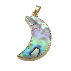 Abalone Shell Moon Pendant Gold Plated, approx 15-30mm