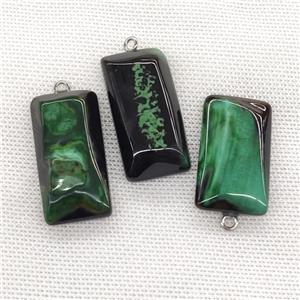 Natural Agate Rectangle Pendant Green Dye, approx 20-40mm