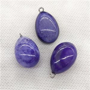 Natural Agate Druzy Egg Pendant Purple Dye, approx 20-30mm