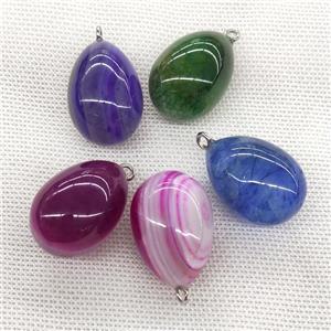 Natural Agate Druzy Egg Pendant Dye Mixed Color, approx 20-30mm