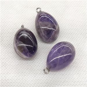 Natural Purple Amethyst Egg Pendant, approx 20-30mm