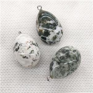 Natural Tree Agate Egg Pendant Green, approx 20-30mm