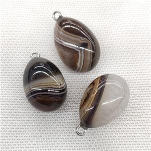 Natural Agate Egg Pendant Coffee, approx 20-30mm