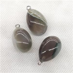 Natural Gray Agate Egg Pendant, approx 20-30mm