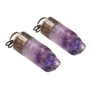 Natural Purple Amethyst Drauzy Column Pendant Antique Red, approx 16-45mm
