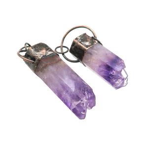 Natural Purple Amethyst Drauzy Column Pendant Faceted Antique Red, approx 16-45mm