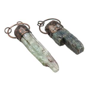 Natural Green Kyanite Pendant Stick Antique Red, approx 12-60mm