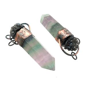 Natural Fluorite Bullet Pendant With Druzy Antique Red Multicolor, approx 16-58mm