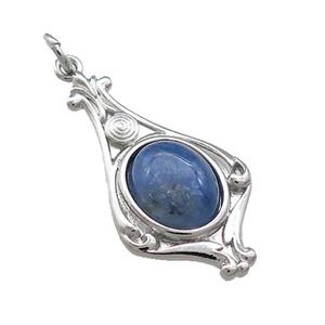 Copper Pendant Pave Blue Kyanite Platinum Plated, approx 8-10mm, 15-28mm