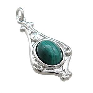 Copper Pendant Pave Green Malachite Platinum Plated, approx 8-10mm, 15-28mm
