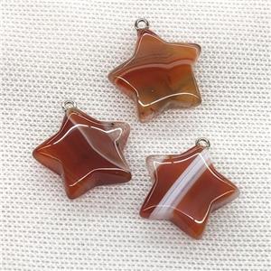 Red Band Agate Star Pendant Stripe, approx 24mm