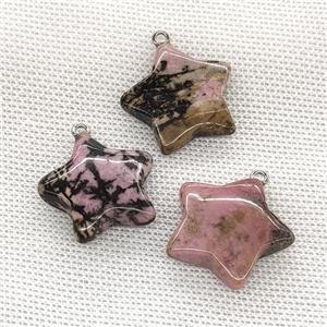Natural Pink Rhodonite Star Pendant, approx 24mm