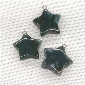 Natural Moss Agate Star Pendant Green, approx 24mm