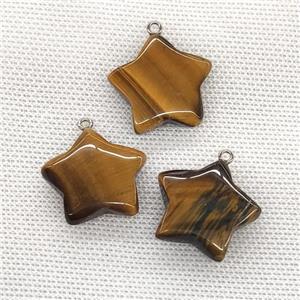 Natural Tiger Eye Stone Star Pendant, approx 24mm