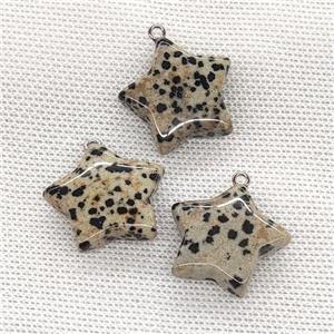 Natural Black Dalmatian Jasper Star Pendant, approx 24mm