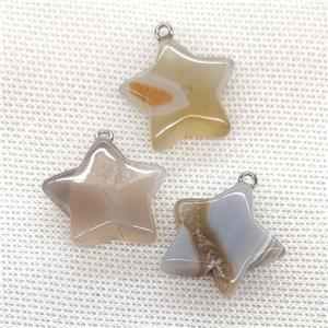 Natural Agate Star Pendant, approx 24mm