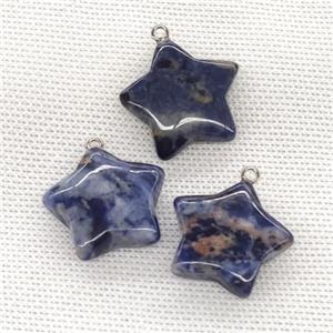 Natural Blue Sodalite Star Pendant, approx 24mm