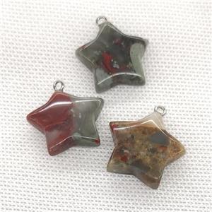 Natural African Bloodstone Star Pendant, approx 24mm