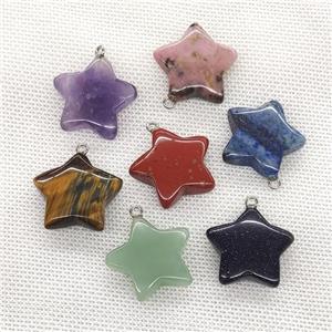 Mixed Gemstone Star Pendant, approx 24mm